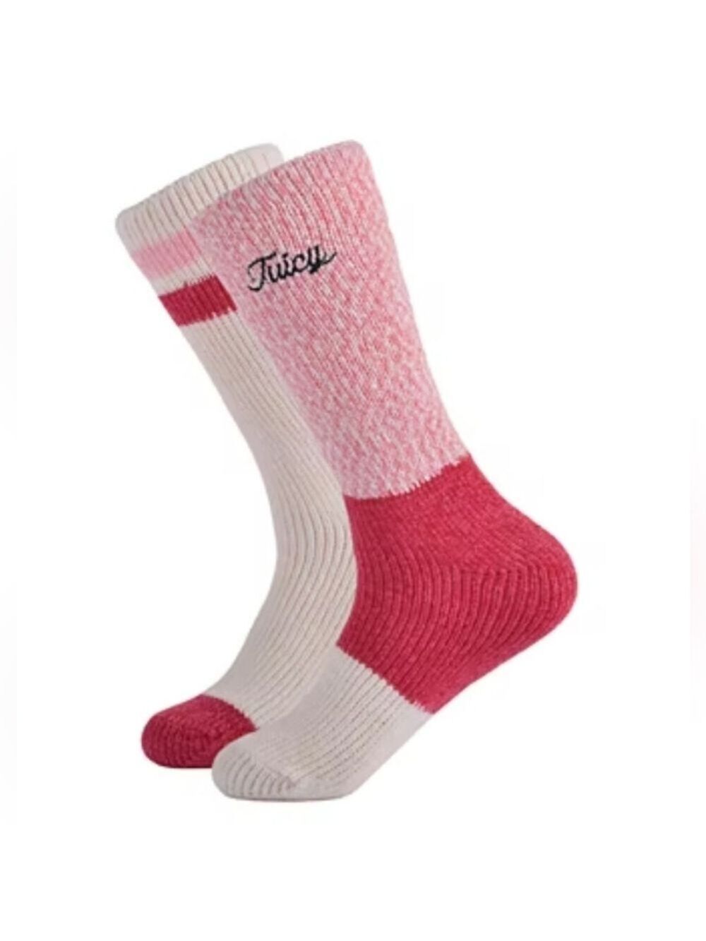 JUICY BY JUICY COUTURE WOMEN'S 2 PAIRS BOOT SOCKS IN COLOR PINK SIZE 9-11